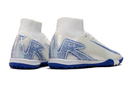 Chuteira Society Nike Air Zoom Mercurial Superfly 10 Elite TF - Branca e Azul