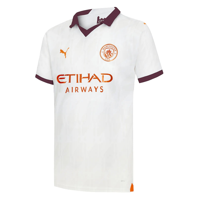 Camisa Manchester City II 23/24 Puma - Branco com Roxo